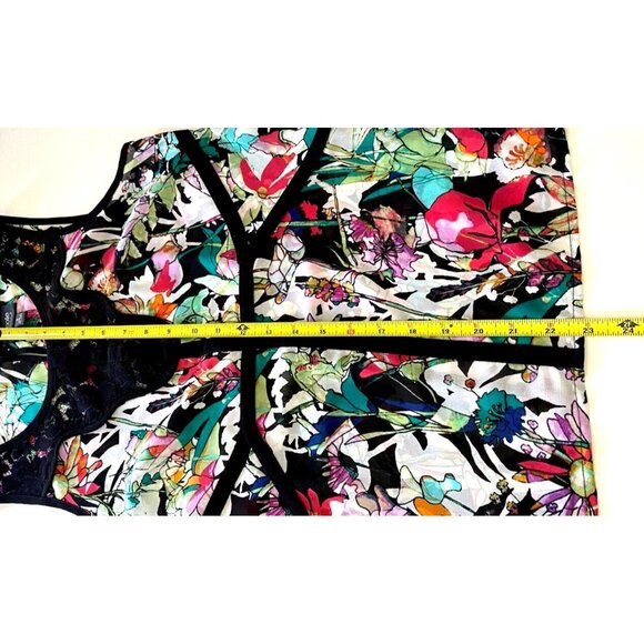 Nicole Miller Women's Sleeveless Tropical Floral Colorful Tunic Blouse S - Picture 7 of 8